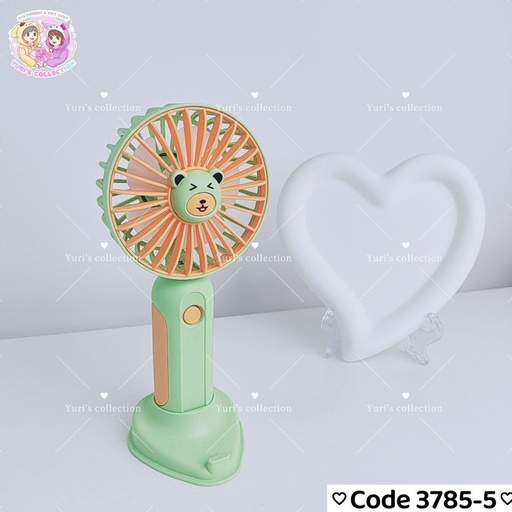 [3785-5] Battery Fan With Piepe (Green) \  Bear Face 