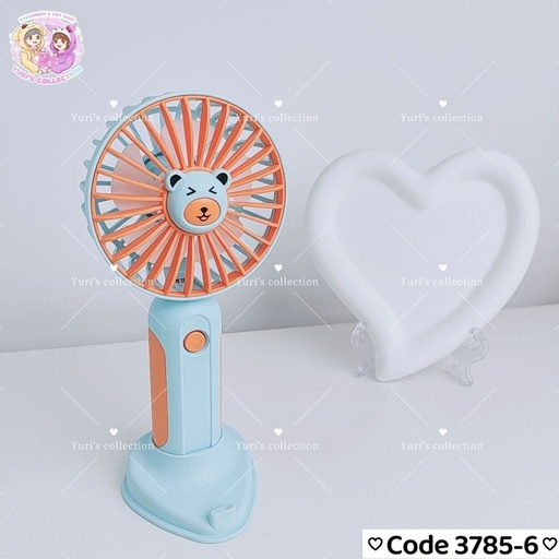 [3785-6] Battery Fan With Piepe (Blue) \  Bear Face