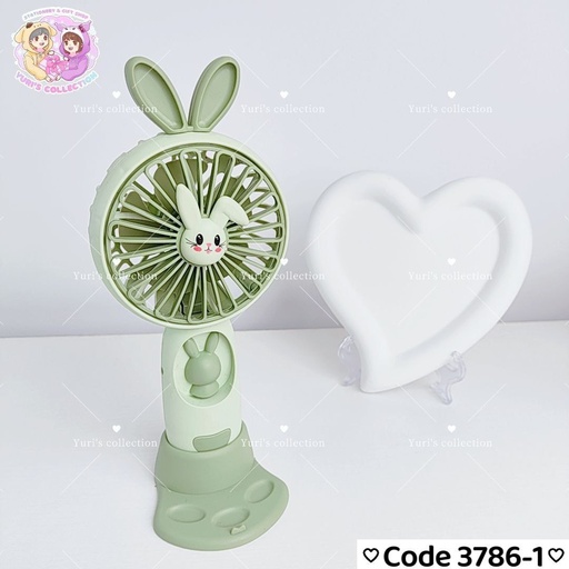 [3786-1]  Rabbit Face Battery Fan \ Green