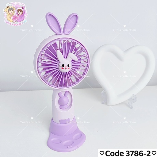 [3786-2]  Rabbit Face Battery Fan \ Purple 