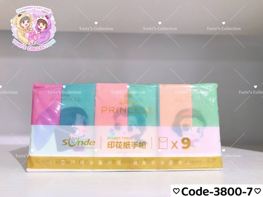 [3800-7] License Mini Tissue Pack \ Disney Princess (9pcs)