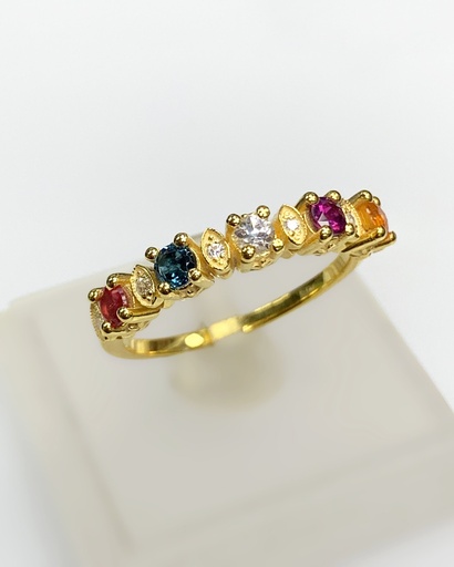 [3813] Colorful Crystal Ring