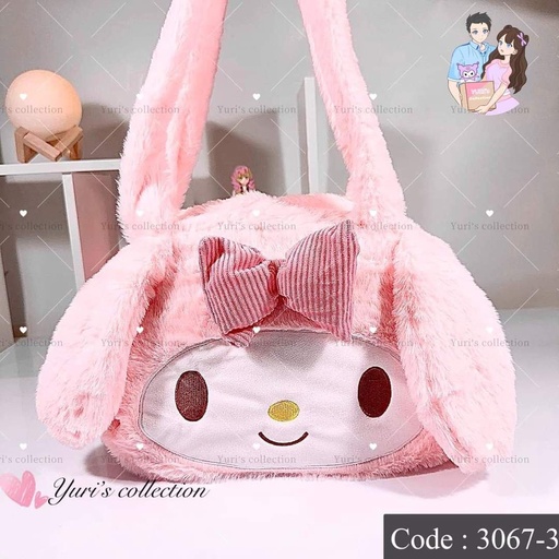 [3067-3] Mymelody Fluffy Plush Bag (pink)