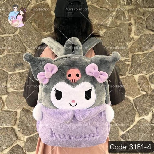 [3181-4] Sanrio Plush Soft Backpack \ Kuromi *Purple*
