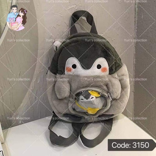 [3150] Penguin Fluffy Backpack 