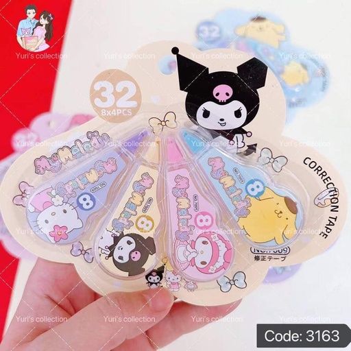 [3163-1] Sanrio Correction Tape 4pcs/ KM