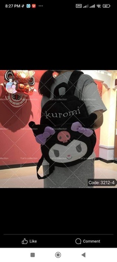 [3212-4] Sanrio Plush Soft Backpack \ Kuromi *Black*