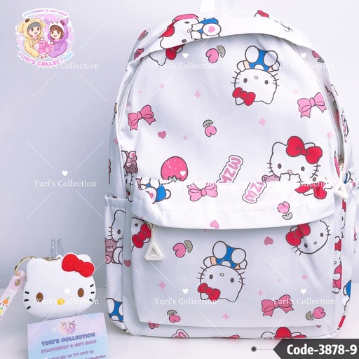 [3878-9] Waterproof Casual Backpack \ HelloKitty *White*