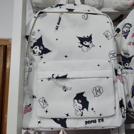 [3878-7] Waterproof Casual Backpack \ Kuromi *White*