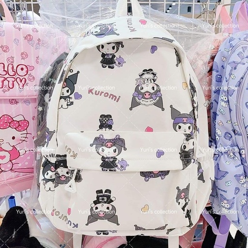 [3878-8] Waterproof Casual Backpack \ Kuromi *White*