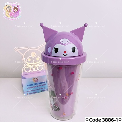 [3886-1] Kuromi Water Bottle With Straw(Purple)