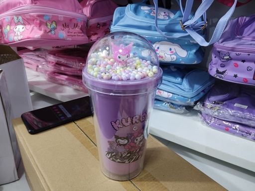 [3886-6] Kuromi Water Bottle With Straw(Purple)
