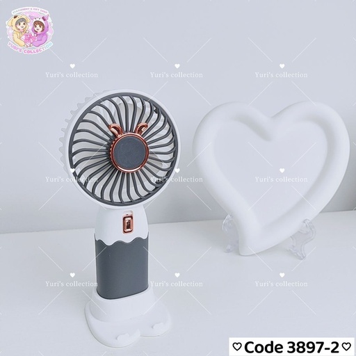 [3897-2] Gold Steel Battery Fan \ White
