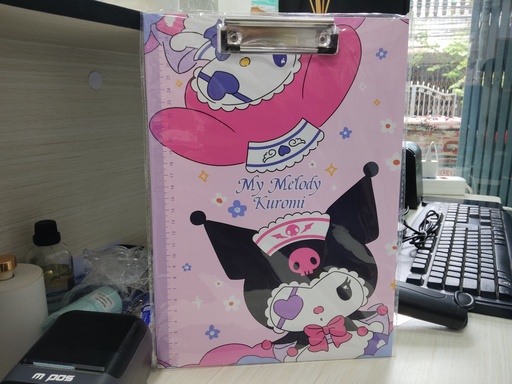 [3901-7] Kuromi+Mymelody A4 Paper Holder (Pink Color)