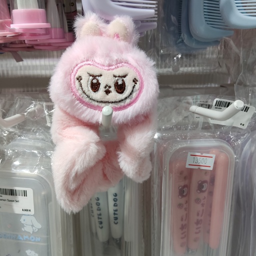 [3902-4] Labubu Fluffy Hair Band (Pink)
