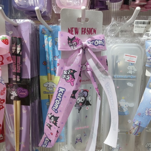 [3903-2] Ribbon Clips Kuromi+Mymelody (Pink)