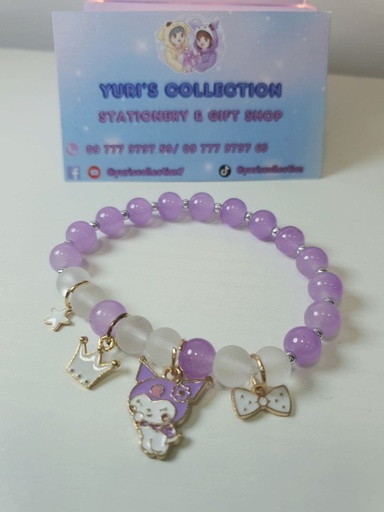 [3919-1] Kuromi Pearl Bracelet (Purple)