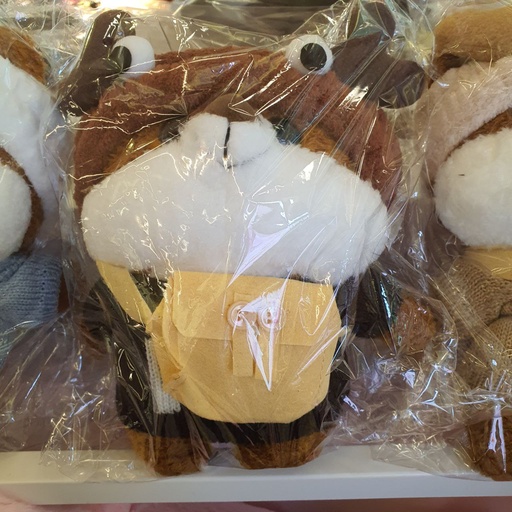 [3928-2] Bear Fluffy Doll With Glasses (Brown Color)