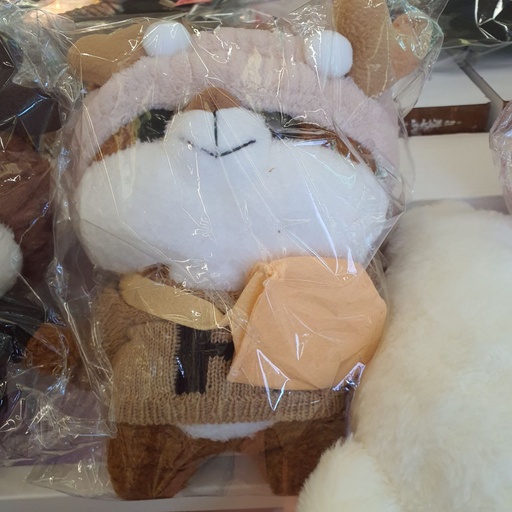 [3928-3] Bear Fluffy Doll With Glasses (Coffee Color)