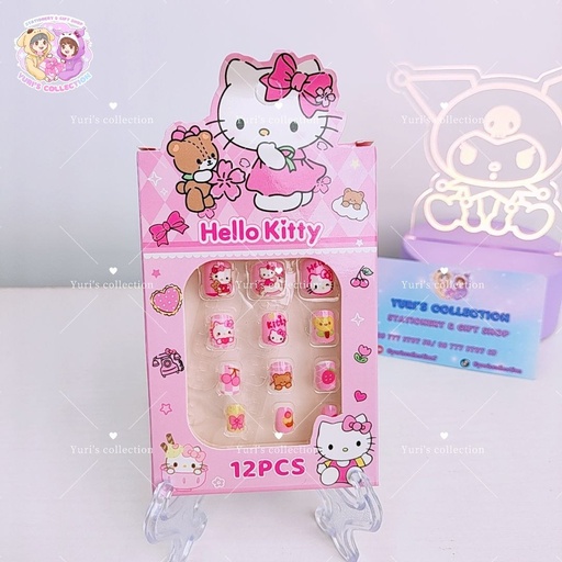 [3953-4] Nail With Glue 12pcs \ HelloKitty