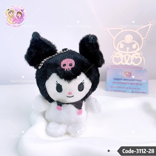 [3112-28] Kuromi Plush Keychain \ Black