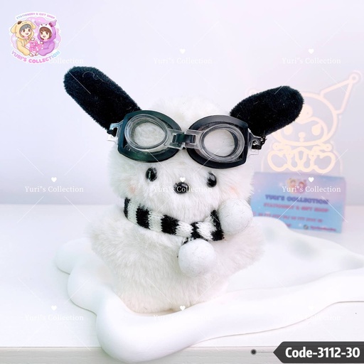 [3112-30] Pochacco Plush Keychain With Glasses