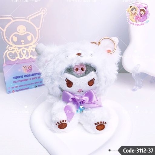 [3112-37] Fluffy Plush Keychain \ Kuromi