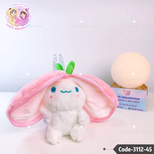 [3112-45] Plush Zip Keychain \ Strawberry Rabbit 