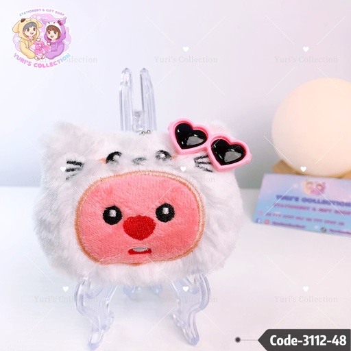 [3112-48] Fluffy Plush Keychain \ Kitty 