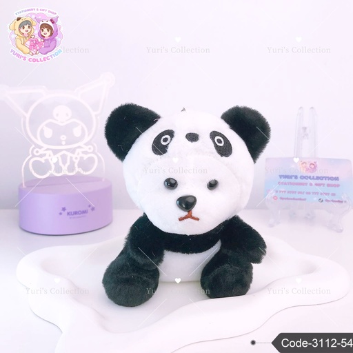 [3112-54] Plush Keychain \ Panda Hoodie (White)