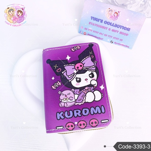 [3393-3] Sanrio Zip Card Holder Wallet \ Kuromi 