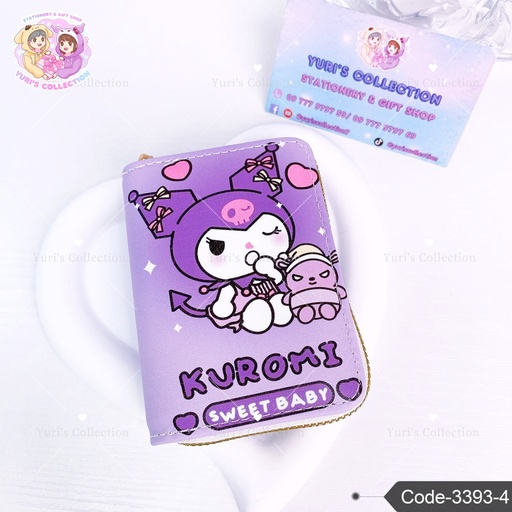 [3393-4] Sanrio Zip Card Holder Wallet \ Kuromi 
