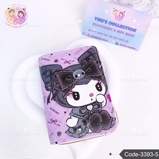 [3393-5] Sanrio Zip Card Holder Wallet \ Kuromi 