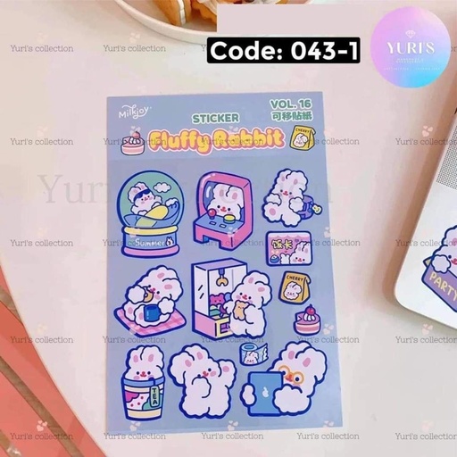 [043-1] Sticker \ Fluffy Rabbit