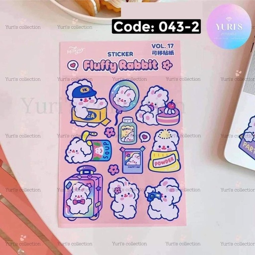 [043-2] Sticker \ Fluffy Rabbit
