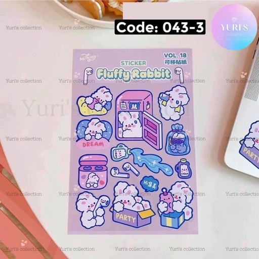 [043-3] Sticker \ Fluffy Rabbit