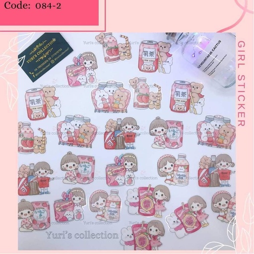 [084-2] Telado Sticker \ Girl Sticker Pack Pink *24pcs* 